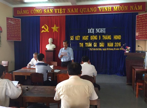 HĐND thị trấn Gò Dầu, huyện Gò Dầu: Sơ kết hoạt động 9 tháng năm 2016