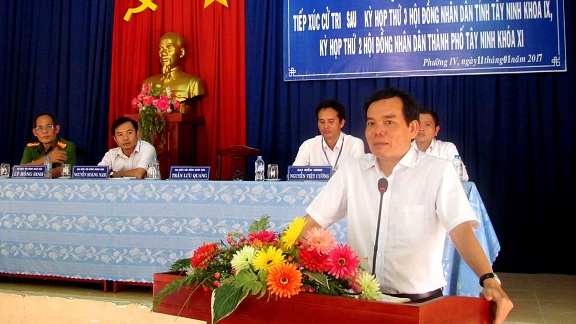 Ông Trần Lưu Quang-Bí thư Tỉnh ủy Tây Ninh tiếp xúc cử tri  phường IV, thành phố Tây Ninh