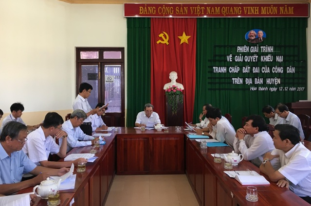 Thường trực HĐND huyện Hòa Thành tổ chức phiên giải trình  giải quyết khiếu nại, tranh chấp đất đai của công dân