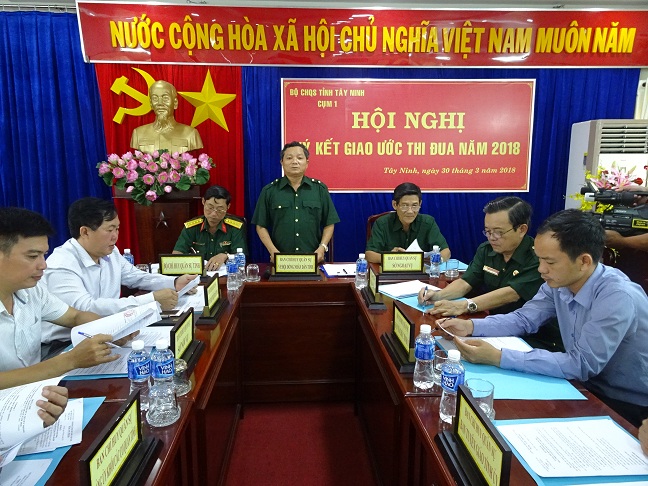 Ban CHQS Văn phòng HĐND tỉnh tổ chức Hội nghị ký kết giao ước thi đua Cụm 1 năm 2018