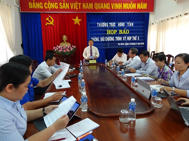 Hội đồng nhân dân tỉnh Tây Ninh họp báo thông báo dự kiến nội dung chương trình kỳ họp thứ 9