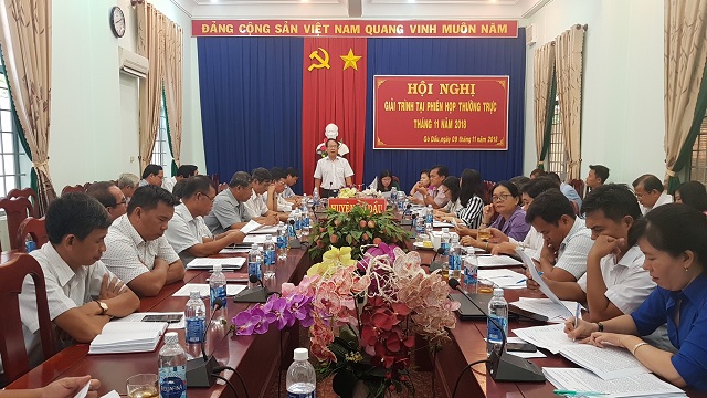 HĐND huyện Gò Dầu tổ chức phiên giải trình  tại phiên họp của Thường trực HĐND huyện tháng 11/2018