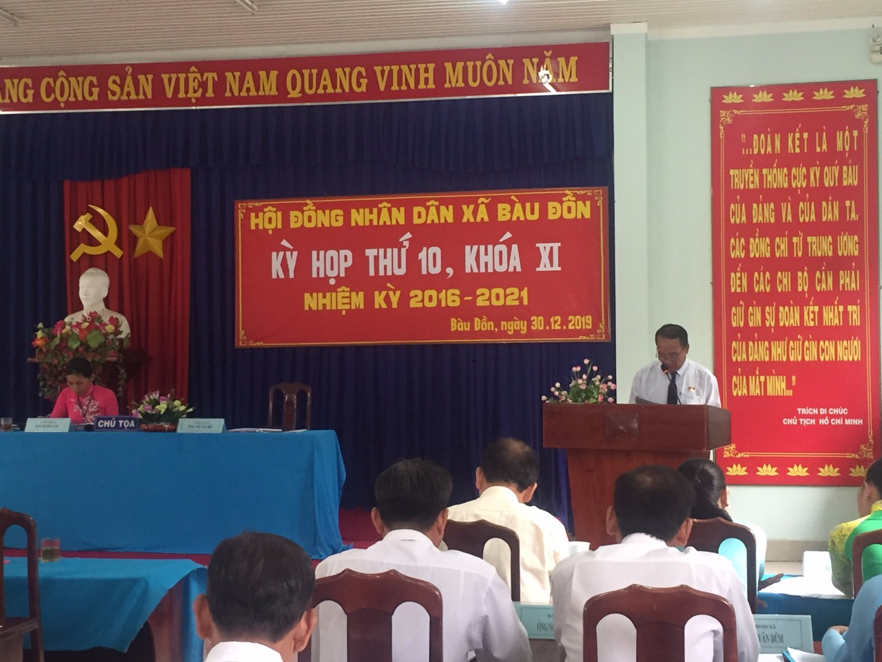 HĐND xã Bàu Đồn tổ chức kỳ họp thứ 10 khóa XI, nhiệm kỳ 2016-2021